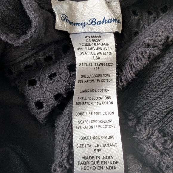 ❌Tommy Bahama Black Eyelet Cover-up Gauze Dress| Size Small | Boho Summer Beach - Picture 9 of 9